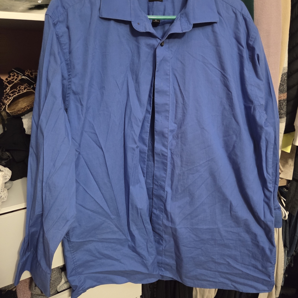 jf j.ferrar Men’s Classic Royal Blue Dress Shirt